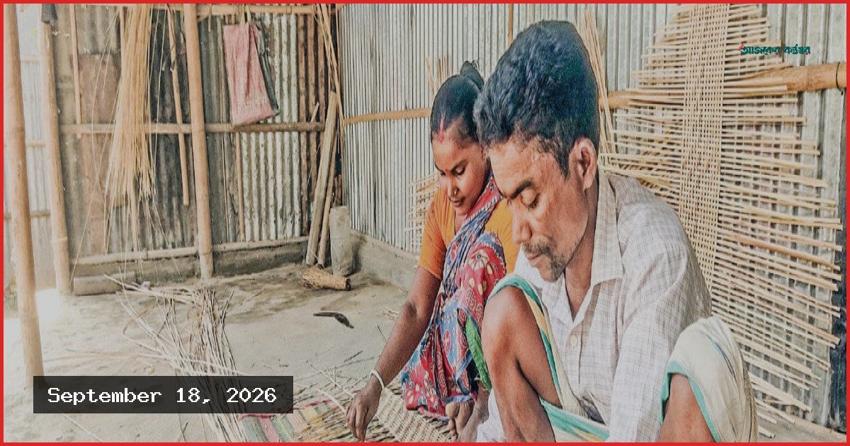 চাহিদা হ্রাস ও কাঁচামালের সংকটে বোচাগঞ্জের হাতপাখা কারিগররা শঙ্কিত