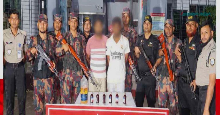 পাঁচবিবিতে মাদকবিরোধী অভিযানে ৬ বোতল সিরাপসহ আটক ২